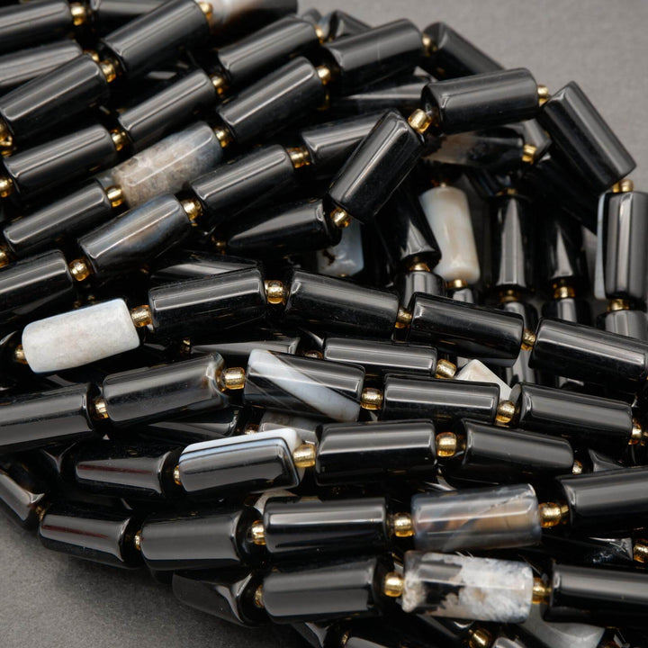 Black Sardonyx · Smooth · Cylinder Tube · 6mm, 8mm, Tejas Beads, Beads