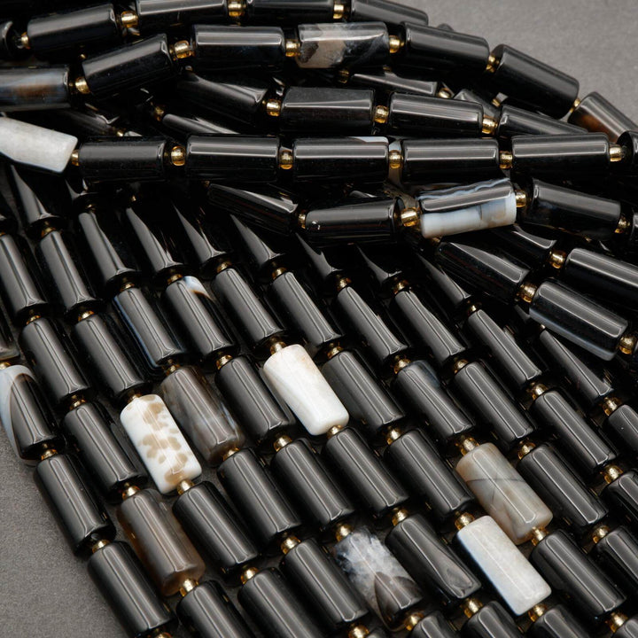 Black Sardonyx · Smooth · Cylinder Tube · 6mm, 8mm, Tejas Beads, Beads