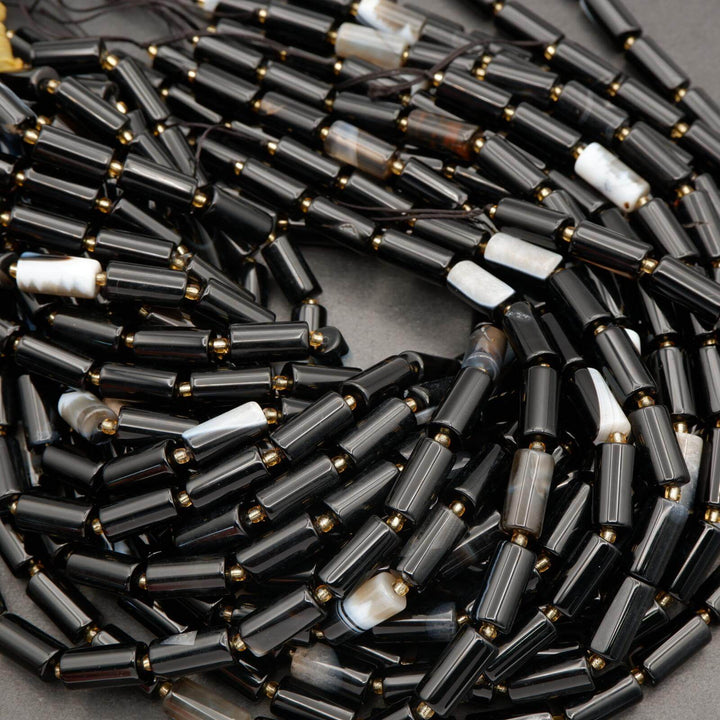 Black Sardonyx · Smooth · Cylinder Tube · 6mm, 8mm, Tejas Beads, Beads