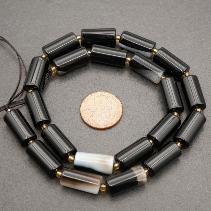 Black Sardonyx · Smooth · Cylinder Tube · 6mm, 8mm, Tejas Beads, Beads
