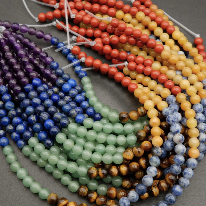 Seven Chakra Stone · Smooth · Round · 6mm, 8mm, 10mm · Large Hole, Tejas Beads, Beads