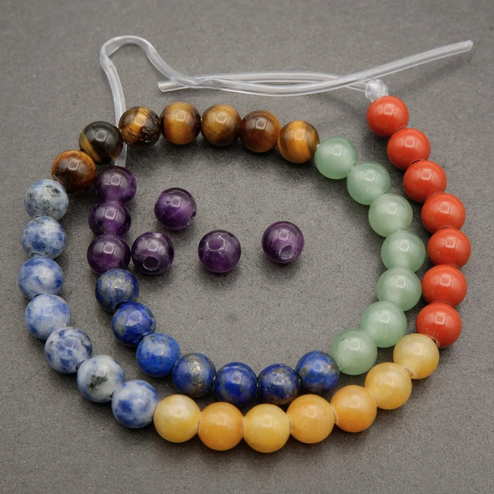 Seven Chakra Stone · Smooth · Round · 6mm, 8mm, 10mm · Large Hole, Tejas Beads, Beads