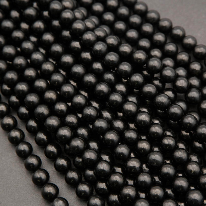 Shungite · Smooth · Round · 4mm, 6mm, 8mm, 10mm, Tejas Beads, Beads