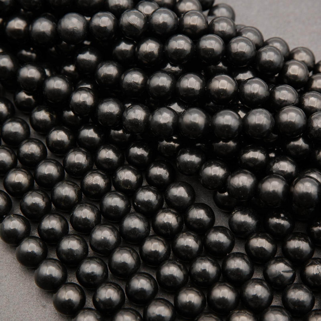 Shungite · Smooth · Round · 4mm, 6mm, 8mm, 10mm, Tejas Beads, Beads