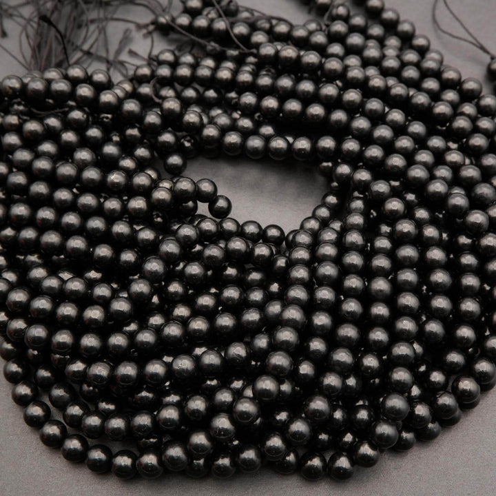 Shungite · Smooth · Round · 4mm, 6mm, 8mm, 10mm, Tejas Beads, Beads