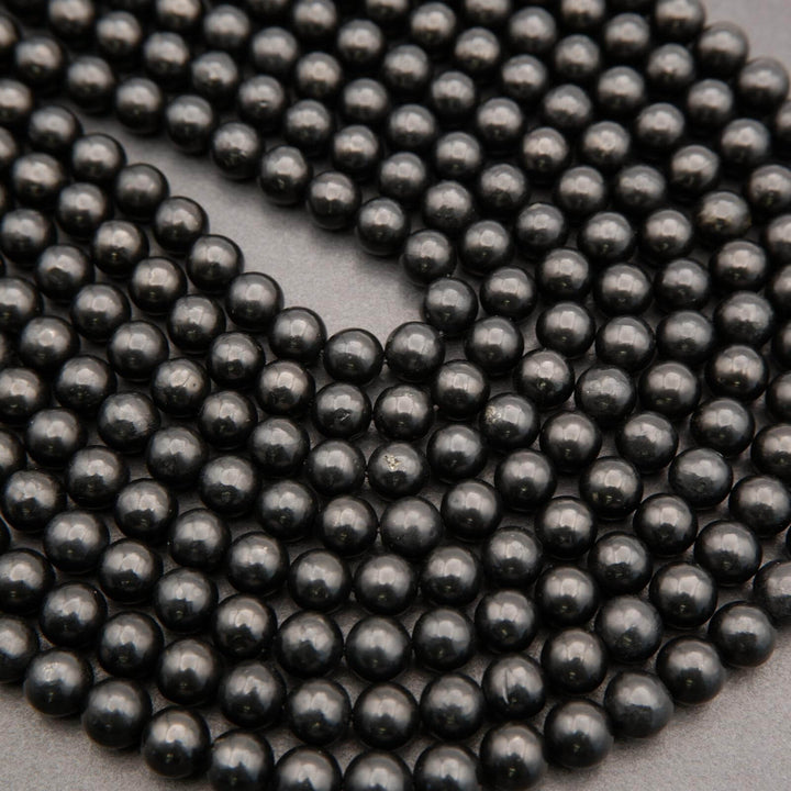 Shungite · Smooth · Round · 4mm, 6mm, 8mm, 10mm, Tejas Beads, Beads