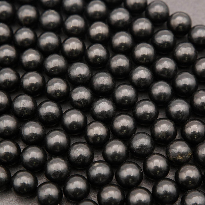 Shungite · Smooth · Round · 4mm, 6mm, 8mm, 10mm, Tejas Beads, Beads