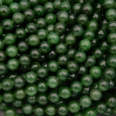 Siberian Green Jade · Smooth · Round · 6mm, 8mm, 9mm