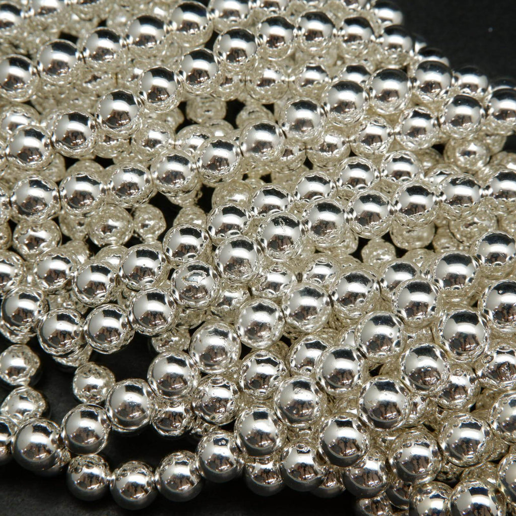 Bright silver hematite beads.