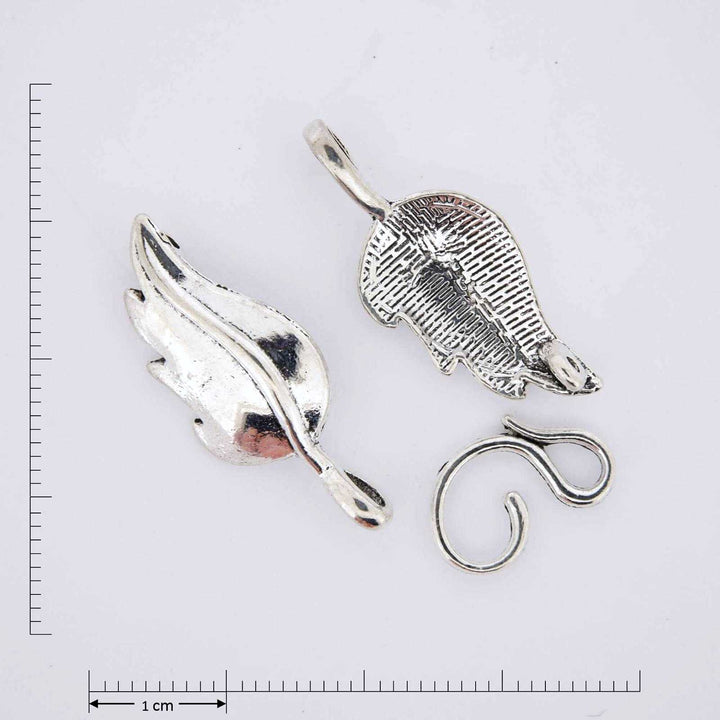 Silver plated jewelry leaf clasp.