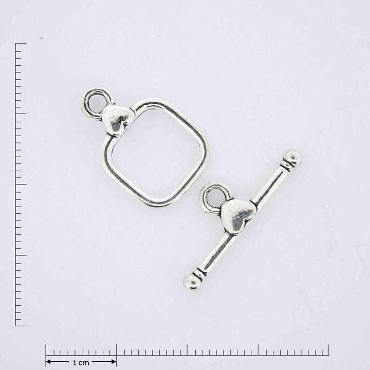 Silver jewelry toggle clasp.
