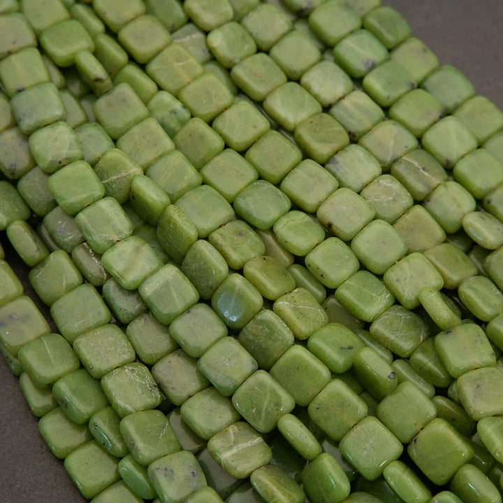 Canadian Green Jade · Smooth · Square Tile · 8mm, Tejas Beads, Beads