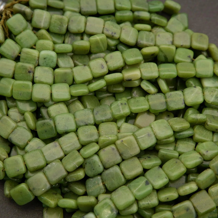 Canadian Green Jade · Smooth · Square Tile · 8mm, Tejas Beads, Beads