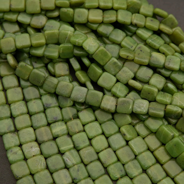 Canadian Green Jade · Smooth · Square Tile · 8mm, Tejas Beads, Beads