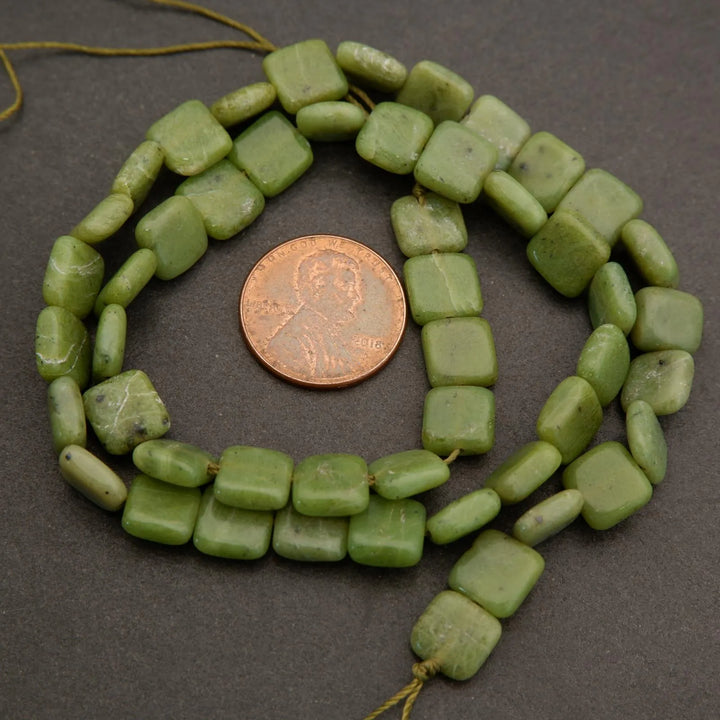 Canadian Green Jade · Smooth · Square Tile · 8mm, Tejas Beads, Beads