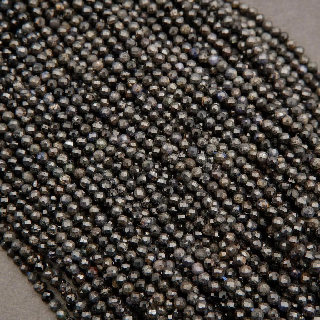 Smoky Dark Blue Sapphire · Microfaceted · Round · 2.8mm **CLEARANCE**, Tejas Beads, Beads