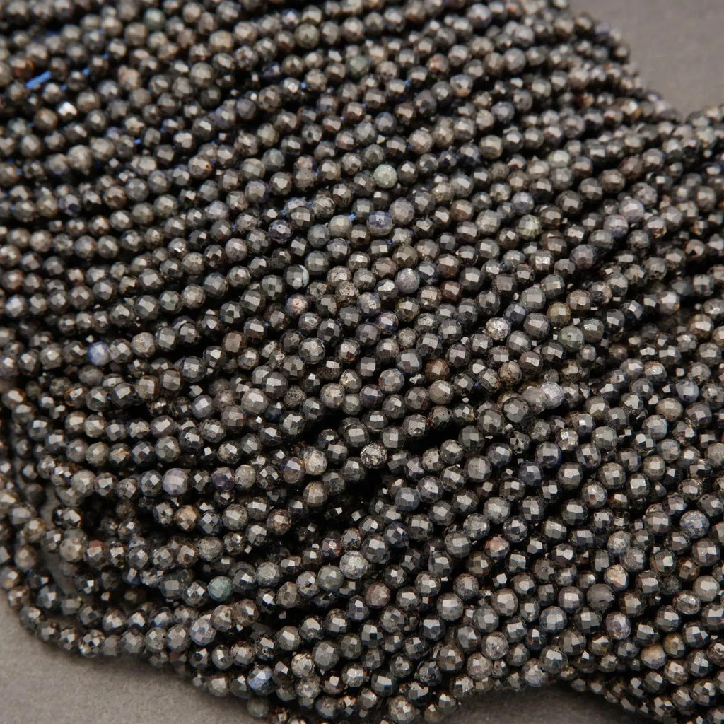 Smoky Dark Blue Sapphire · Microfaceted · Round · 2.8mm **CLEARANCE**, Tejas Beads, Beads
