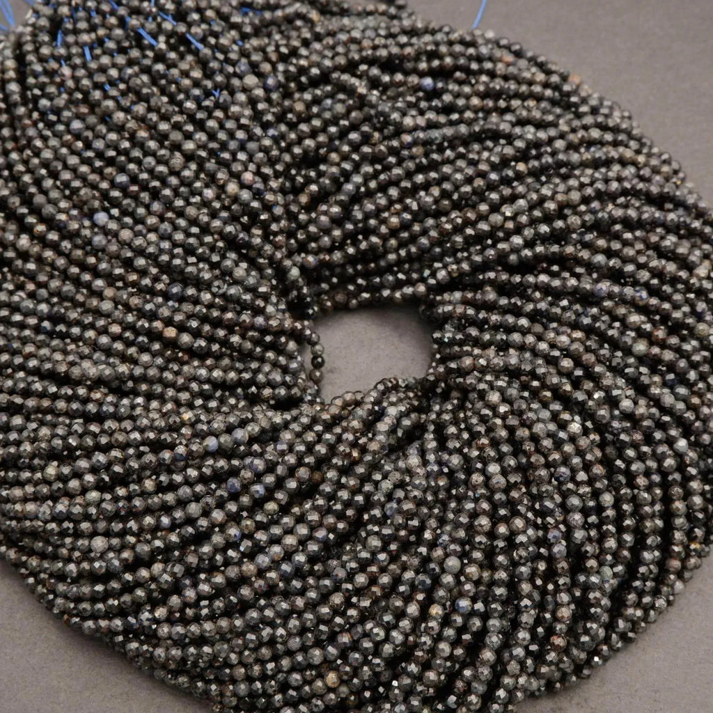 Smoky Dark Blue Sapphire · Microfaceted · Round · 2.8mm **CLEARANCE**, Tejas Beads, Beads
