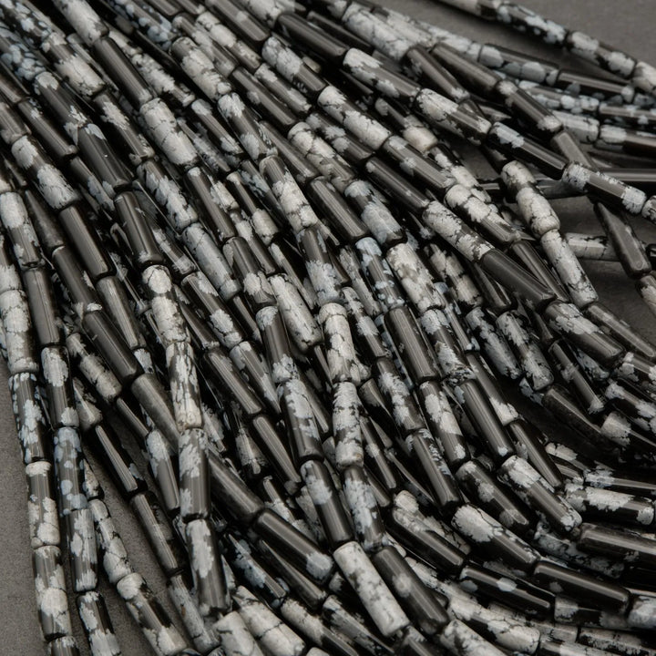 Snowflake Obsidian · Smooth · Tube · 4mm, Tejas Beads, Beads