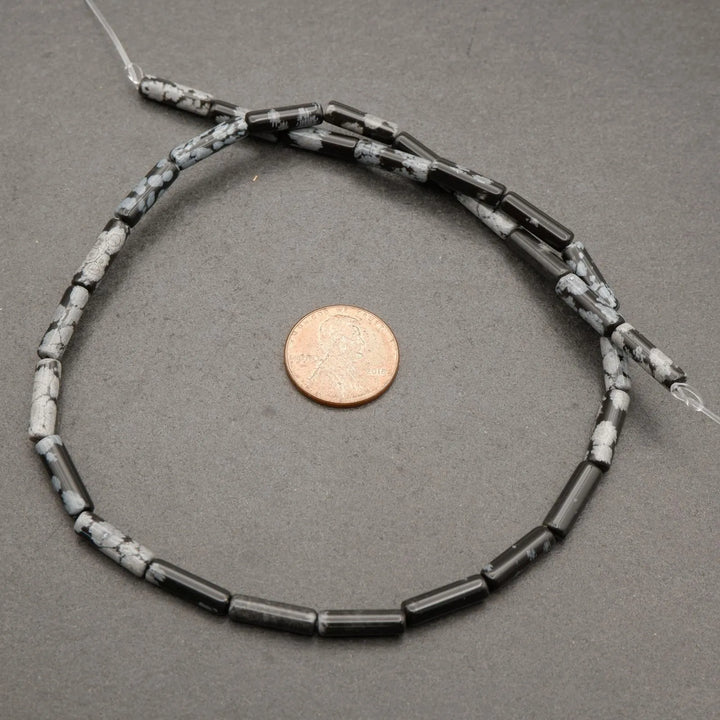 Snowflake Obsidian · Smooth · Tube · 4mm, Tejas Beads, Beads