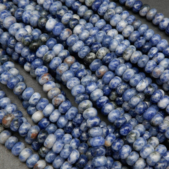 Rondelle blue snowflake sodalite beads.
