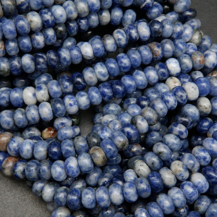 Rondelle blue snowflake sodalite beads.
