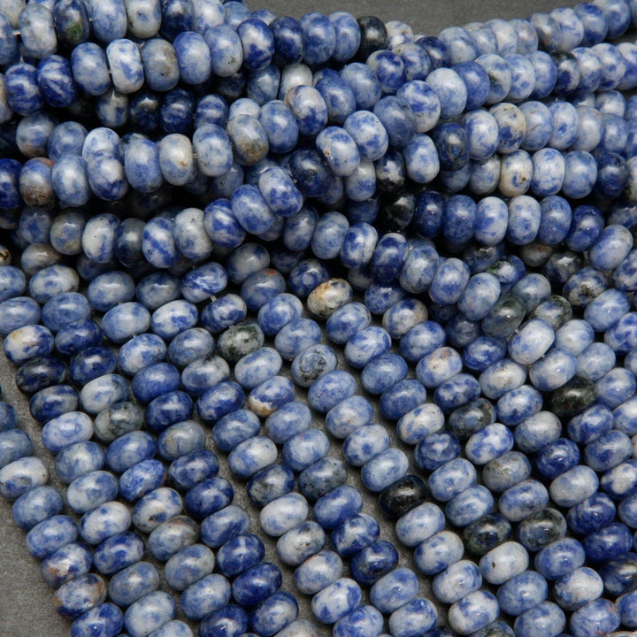 Rondelle blue snowflake sodalite beads.