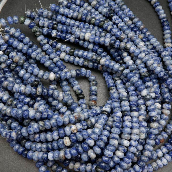 Rondelle blue snowflake sodalite beads.