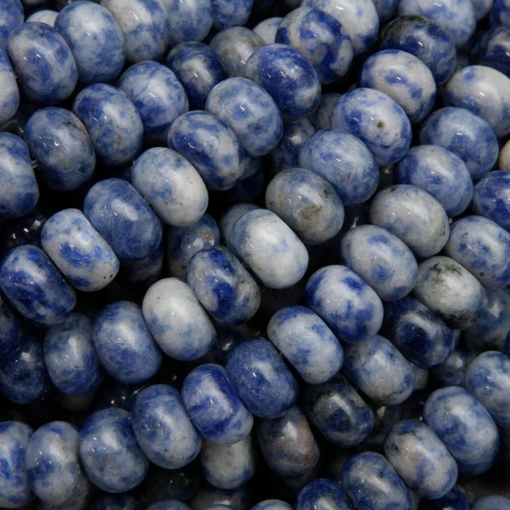 Rondelle blue snowflake sodalite beads.