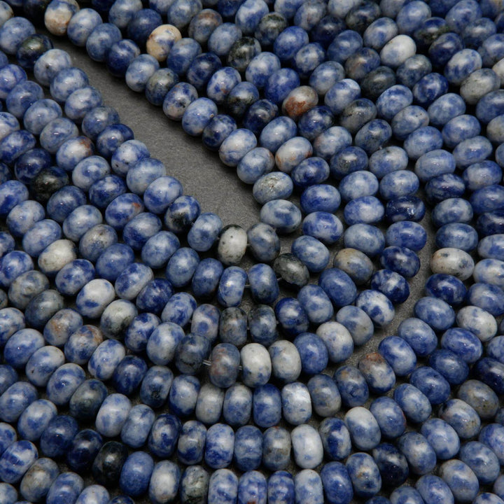 Rondelle blue snowflake sodalite beads.