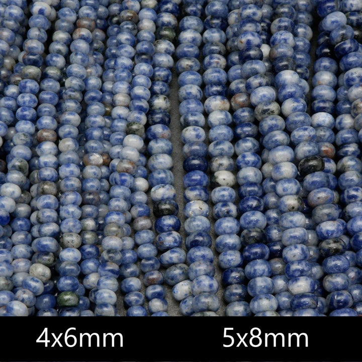 Rondelle blue snowflake sodalite beads.