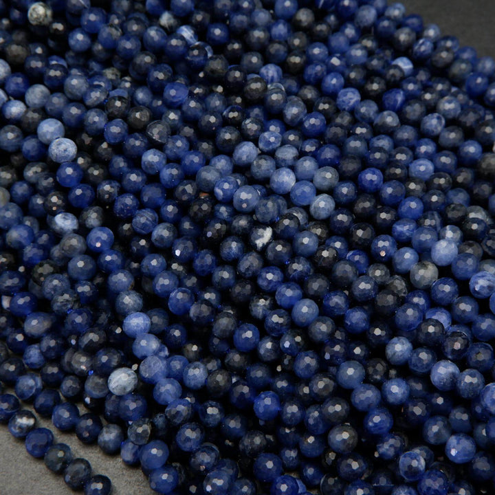 Faceted blue sodalite beads.