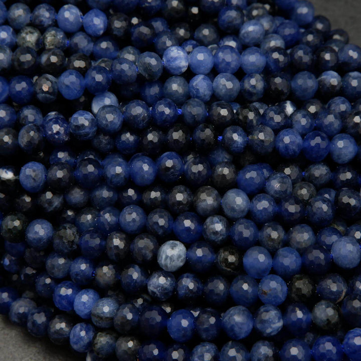 Faceted blue sodalite beads.