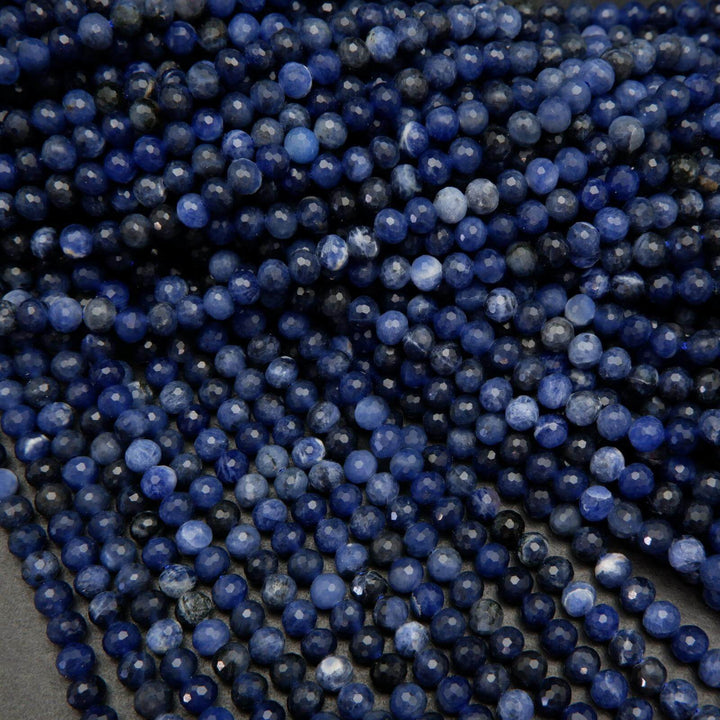 Faceted blue sodalite beads.