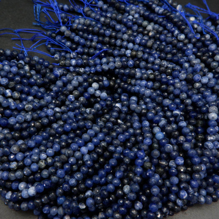 Faceted blue sodalite beads.
