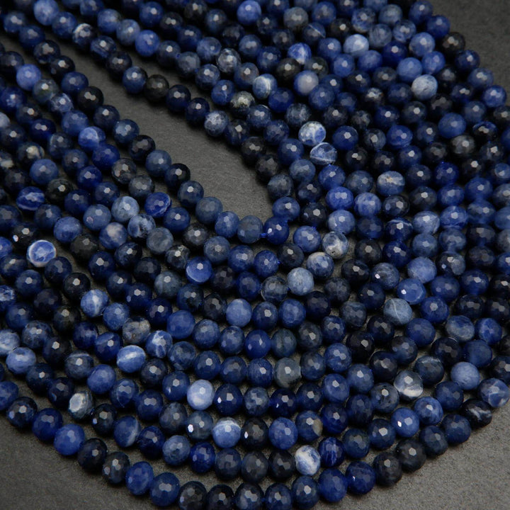 Faceted blue sodalite beads.