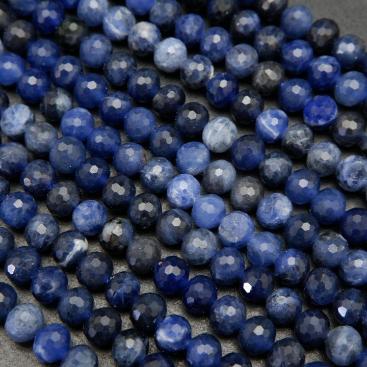 Faceted blue sodalite beads.