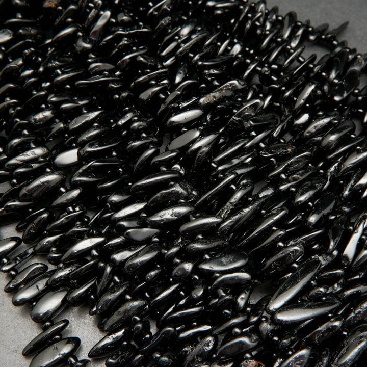 Black tourmaline stick beads.