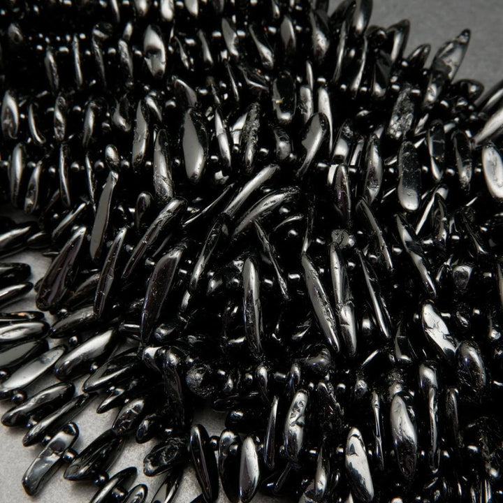 Black tourmaline stick beads.