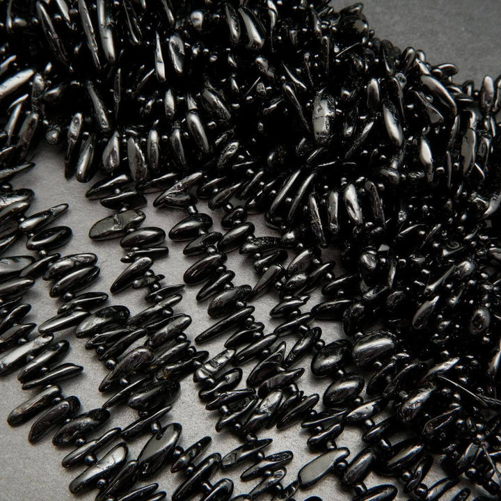 Black tourmaline stick beads.