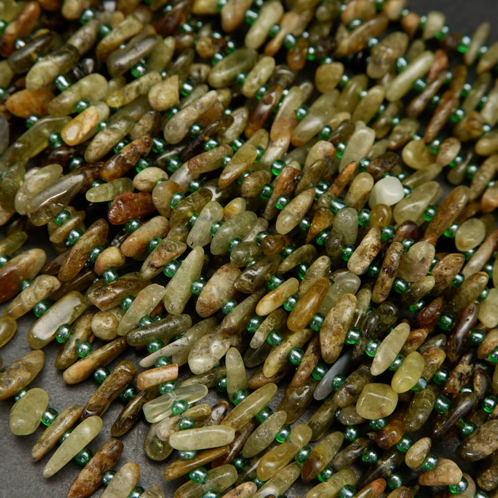 Green garnet beads.