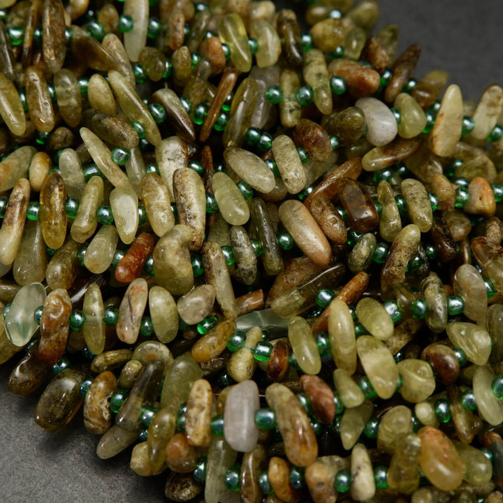 Green garnet beads.