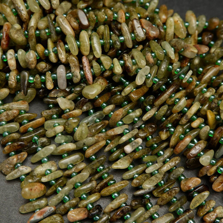 Green garnet beads.