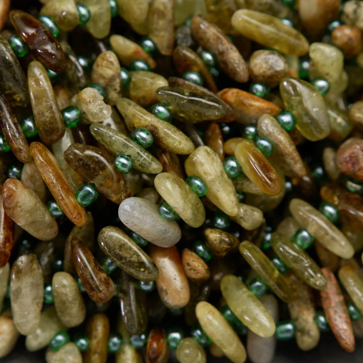 Green garnet beads.