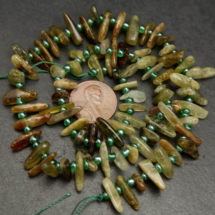 Green garnet beads.