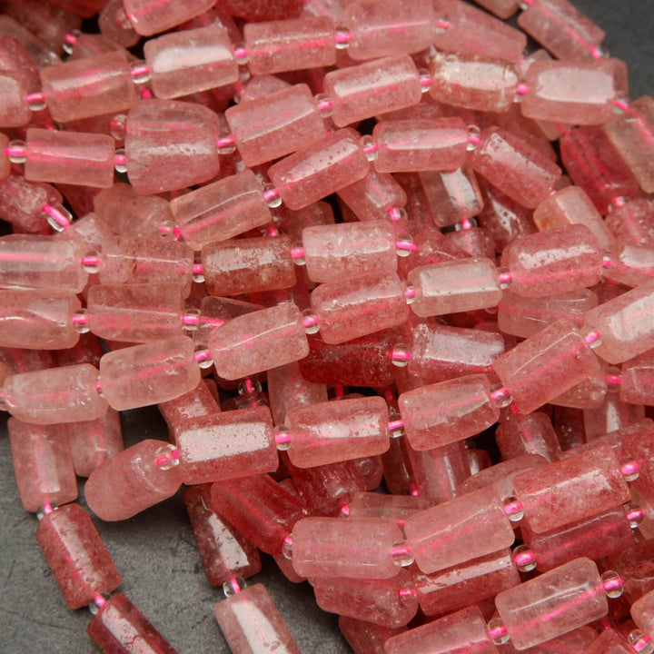 Strawberry quartz beads.