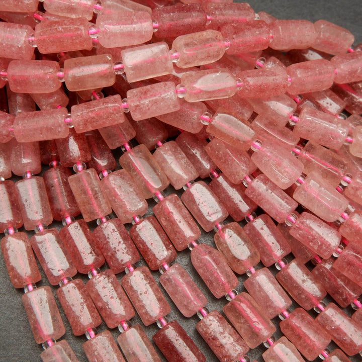 Strawberry quartz beads.