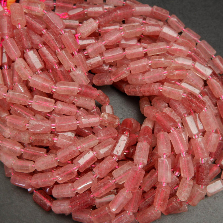 Strawberry quartz beads.