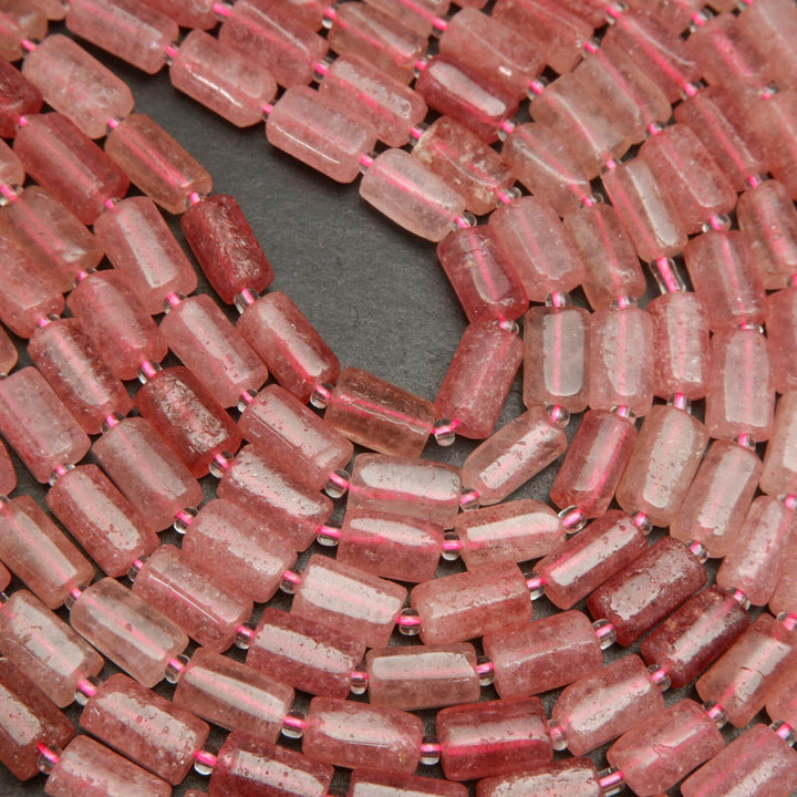 Strawberry quartz beads.