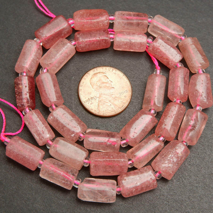 Strawberry quartz beads.